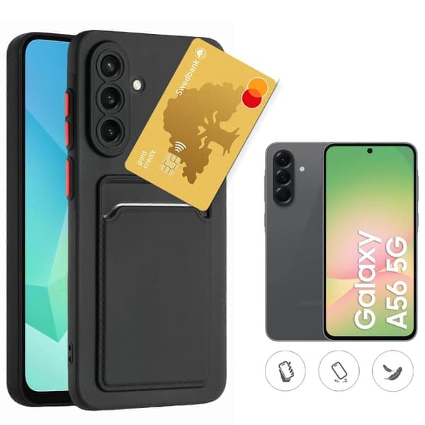 Samsung Galaxy A56 skal mobilskal korthållare slot svart