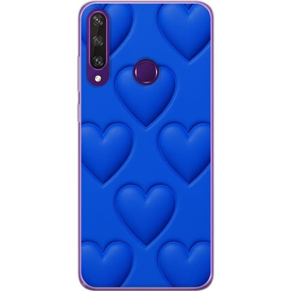 Huawei Y6p Gennemsigtig cover Blå Hjerter
