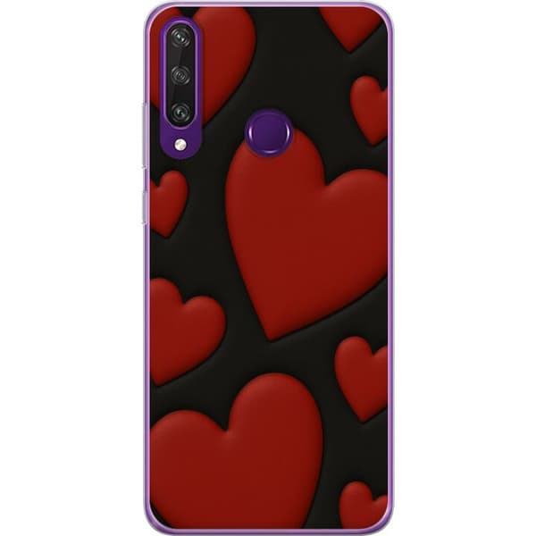 Huawei Y6p Genomskinligt Skal Red Velvet Hearts