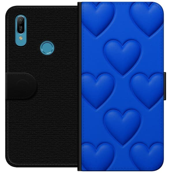 Huawei Y6 (2019) Tegnebogsetui Blå Hjerter