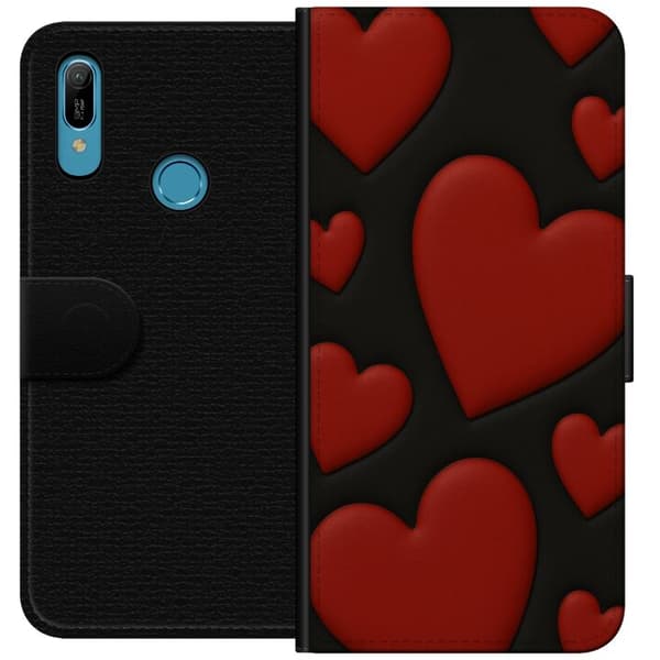 Huawei Y6 (2019) Lompakkokotelo Punaiset Samettisydämet