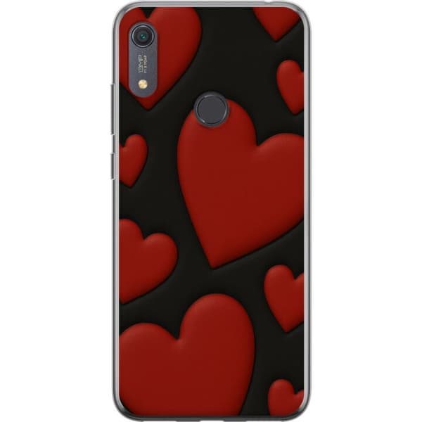 Huawei Y6s (2019) Läpinäkyvä kuori Punaiset Samettisydämet