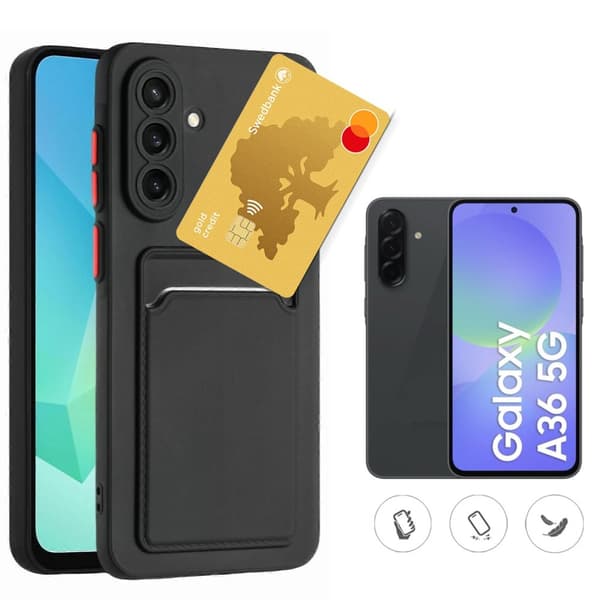 Samsung Galaxy A36 skal mobilskal korthållare slot svart