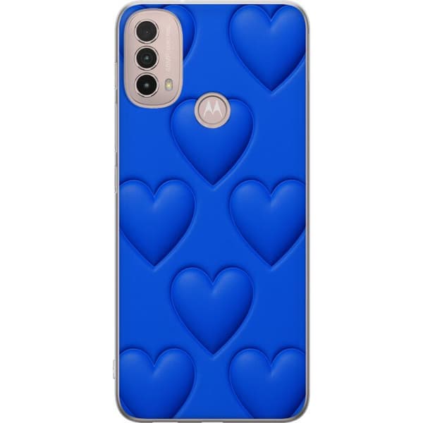 Motorola Moto E40 Genomskinligt Skal Blue Hearts