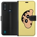 Miniatyrbillede 1 af 3: Motorola Moto E6i Tegnebogsetui Peeking Shinchan