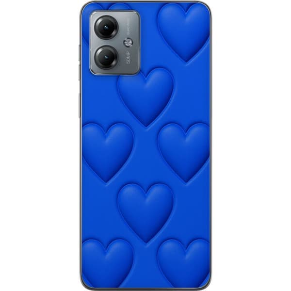 Motorola Moto G14 Gennemsigtig cover Blå Hjerter