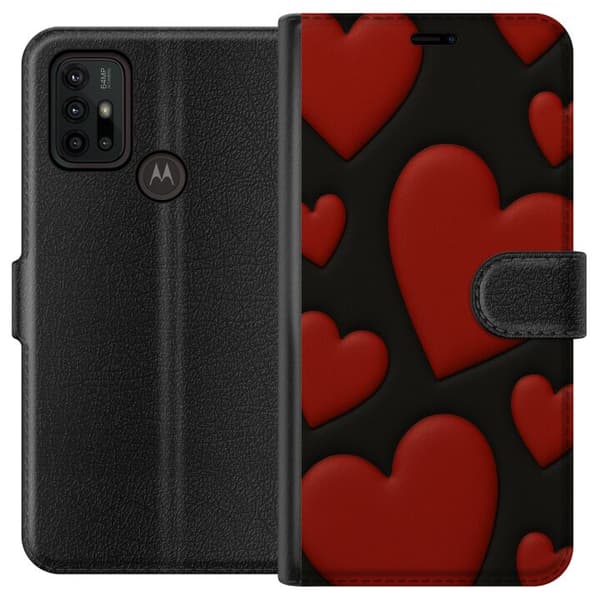 Motorola Moto G30 Lompakkokotelo Punaiset Samettisydämet