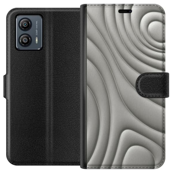 Motorola Moto G53 Lompakkokotelo Hopea-aallot