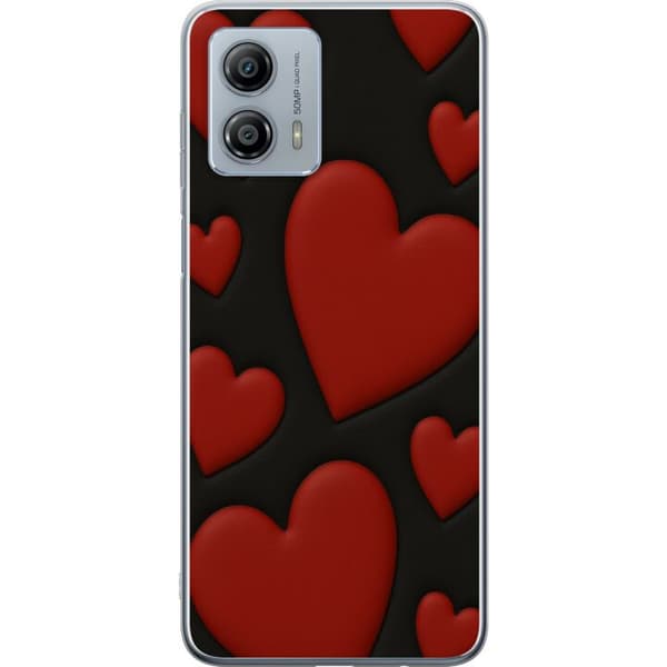 Motorola Moto G53 Gennemsigtig cover Rød Fløjlshjerter