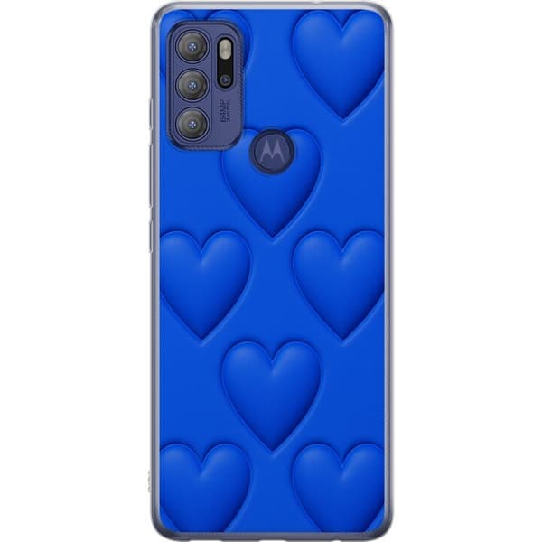 Motorola Moto G60S Gjennomsiktig deksel Blå Hjerter