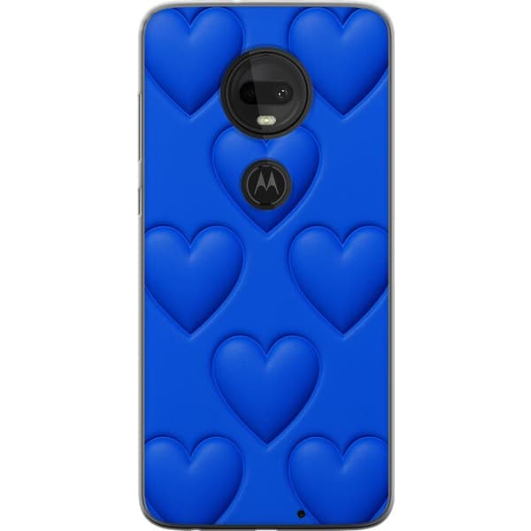 Motorola Moto G7 Gjennomsiktig deksel Blå Hjerter