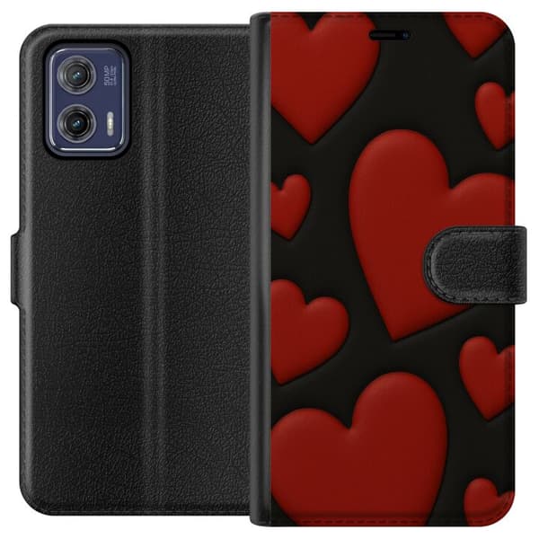 Motorola Moto G73 Lompakkokotelo Punaiset Samettisydämet