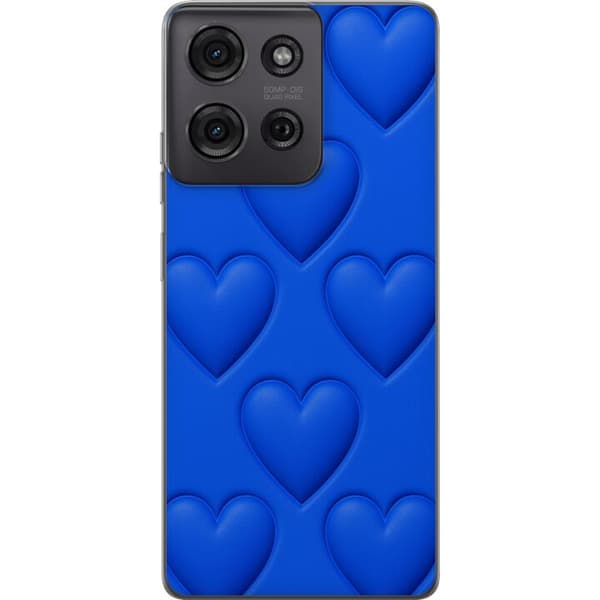 Motorola Moto G75 Gennemsigtig cover Blå Hjerter