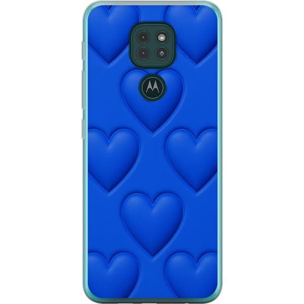 Motorola Moto G9 Play Genomskinligt Skal Blue Hearts