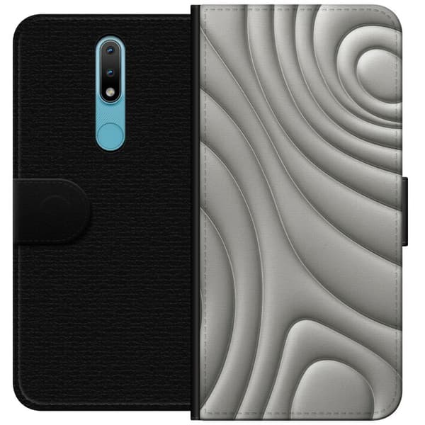 Nokia 2.4 Lompakkokotelo Hopea-aallot