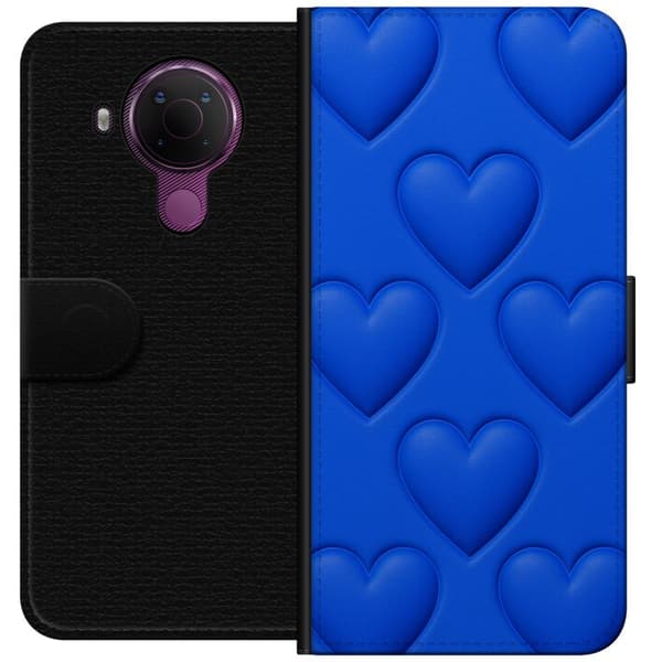 Nokia 5.4 Lommeboketui Blå Hjerter