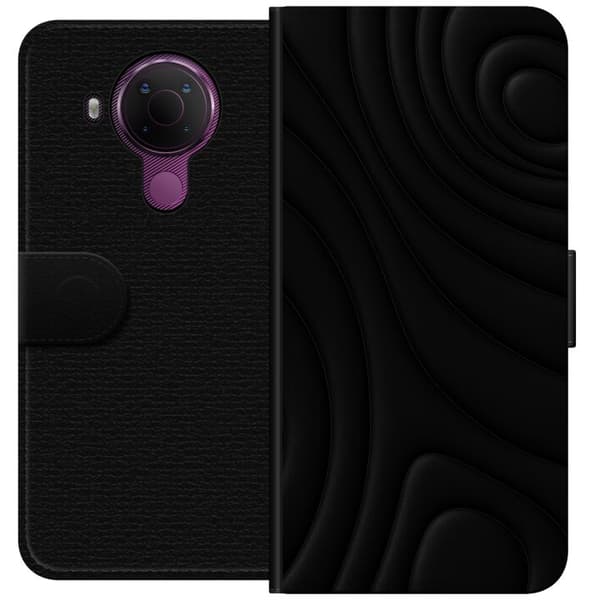 Nokia 5.4 Lommeboketui Svarte Bølger
