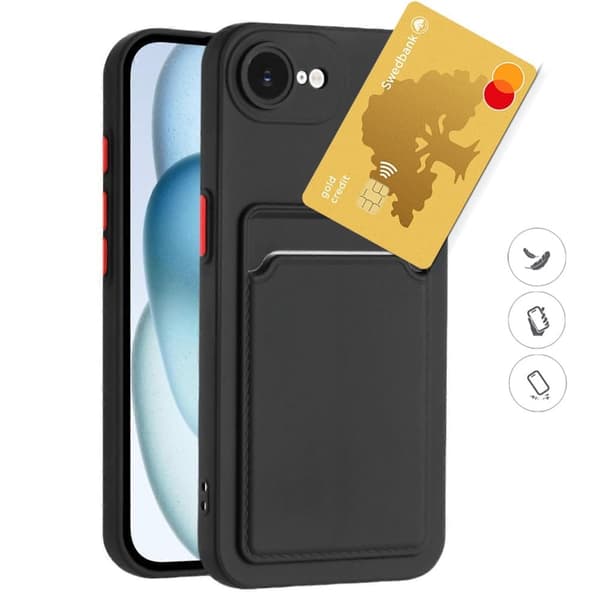 Iphone 16e skal mobilskal korthållare slot svart