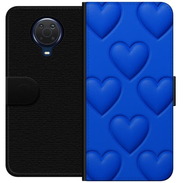 Nokia G20 Lompakkokotelo Siniset Sydämet