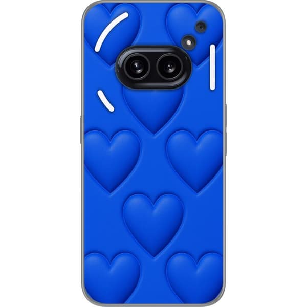 Nothing Phone (2a) Plus Läpinäkyvä kuori Siniset Sydämet