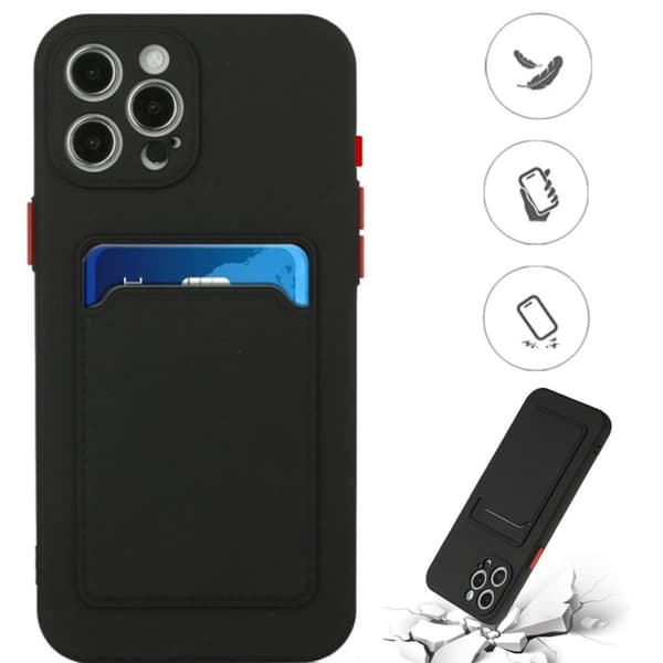 Iphone 16 Pro Max skal mobilskal korthållare slot svart