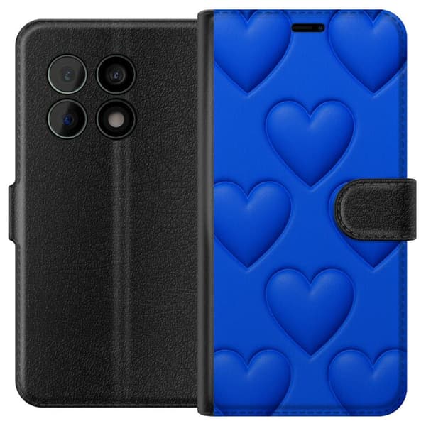OnePlus 10 Pro Lompakkokotelo Siniset Sydämet