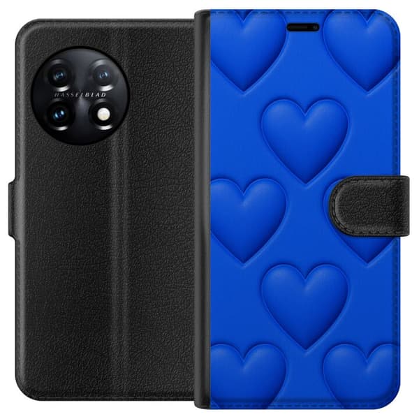 OnePlus 11R Lompakkokotelo Siniset Sydämet