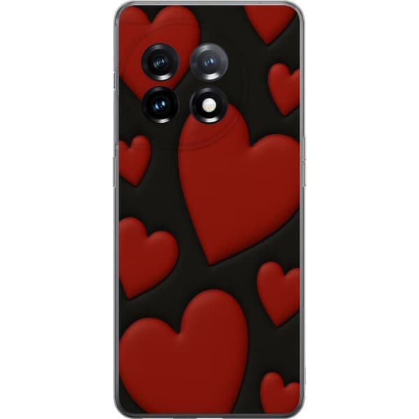 OnePlus 11R Gennemsigtig cover Rød Fløjlshjerter