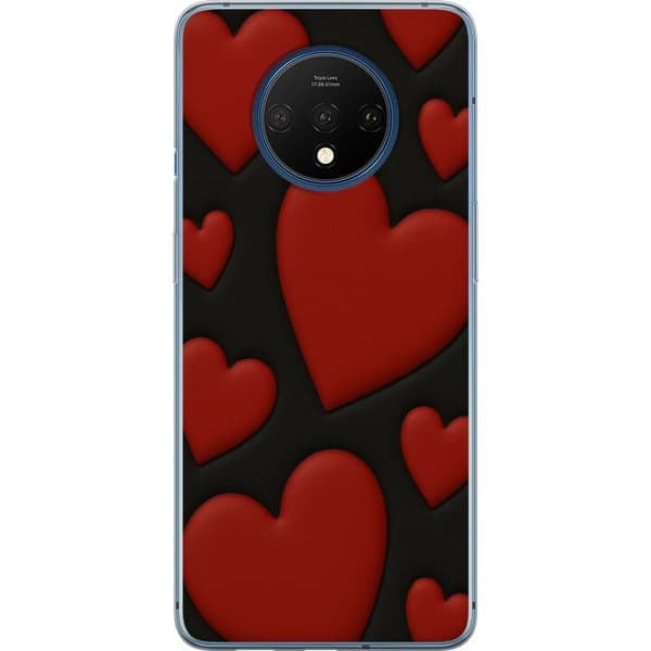 OnePlus 7T Gennemsigtig cover Rød Fløjlshjerter