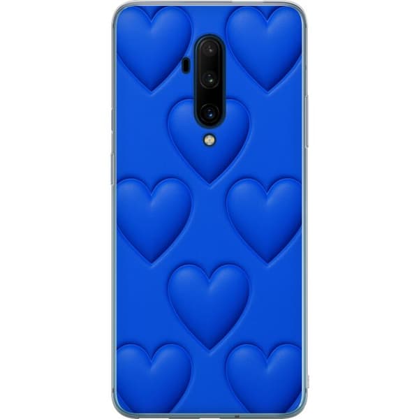 OnePlus 7T Pro Gjennomsiktig deksel Blå Hjerter