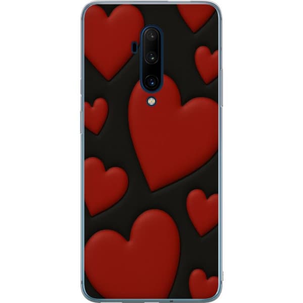 OnePlus 7T Pro Gennemsigtig cover Rød Fløjlshjerter