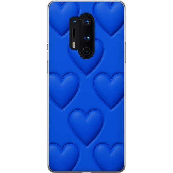 OnePlus 8 Pro Läpinäkyvä kuori Siniset Sydämet
