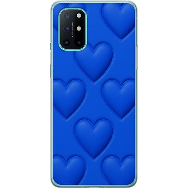 OnePlus 8T Gjennomsiktig deksel Blå Hjerter