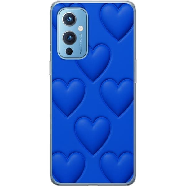 OnePlus 9 Gennemsigtig cover Blå Hjerter