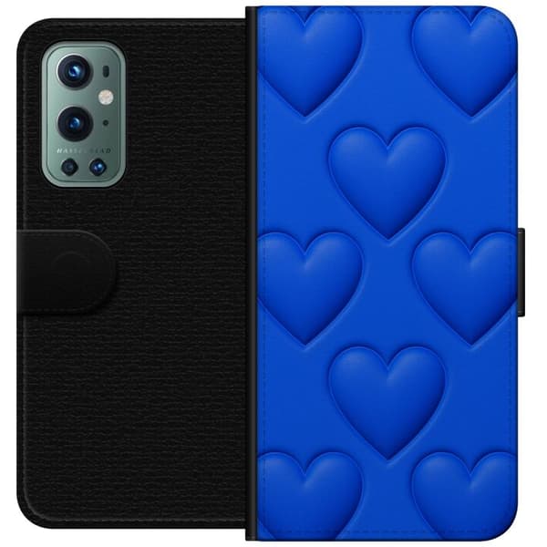 OnePlus 9 Pro Lompakkokotelo Siniset Sydämet