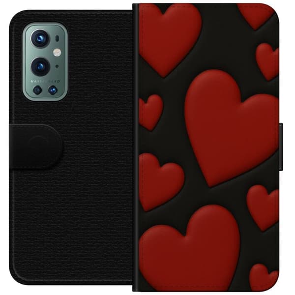 OnePlus 9 Pro Lompakkokotelo Punaiset Samettisydämet