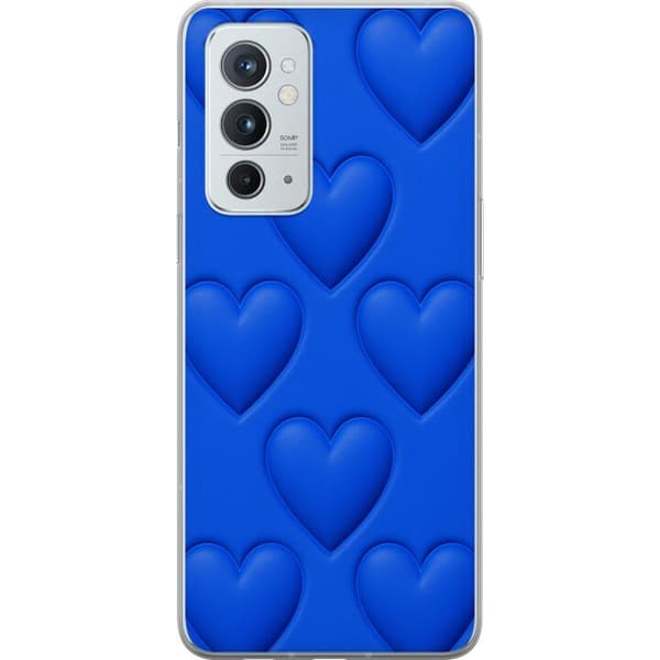 OnePlus 9RT 5G Gjennomsiktig deksel Blå Hjerter