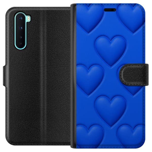 OnePlus Nord Tegnebogsetui Blå Hjerter