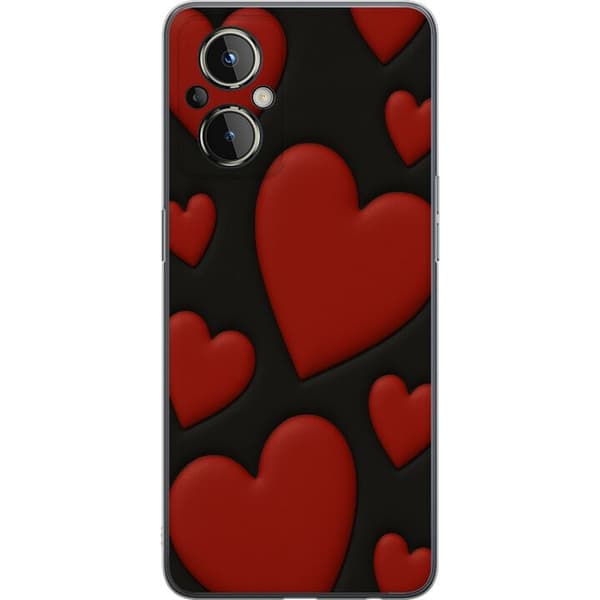 OnePlus Nord N20 5G Gennemsigtig cover Rød Fløjlshjerter