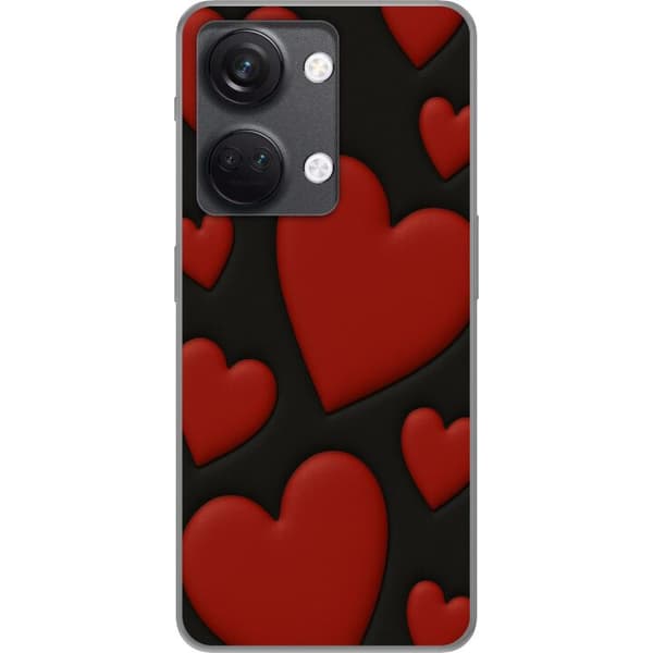 OnePlus Nord 3 Gennemsigtig cover Rød Fløjlshjerter