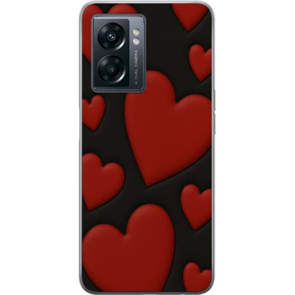 OnePlus Nord N300 Läpinäkyvä kuori Punaiset Samettisydämet