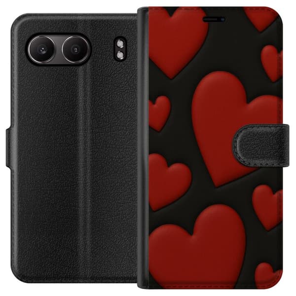 OnePlus Nord 4 Tegnebogsetui Rød Fløjlshjerter