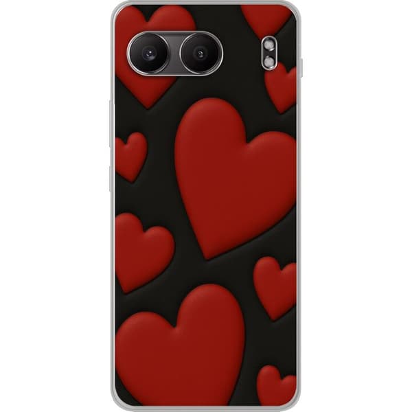 OnePlus Nord 4 Gennemsigtig cover Rød Fløjlshjerter