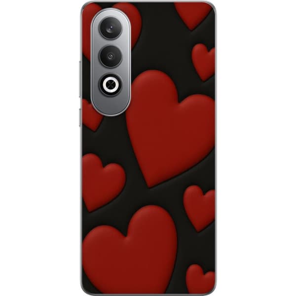 OnePlus Nord CE4 Gennemsigtig cover Rød Fløjlshjerter