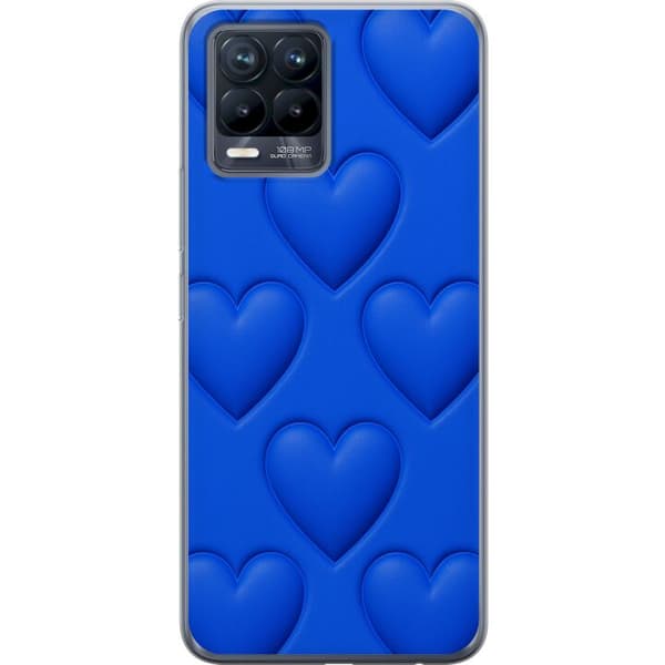 Realme 8 Gjennomsiktig deksel Blå Hjerter