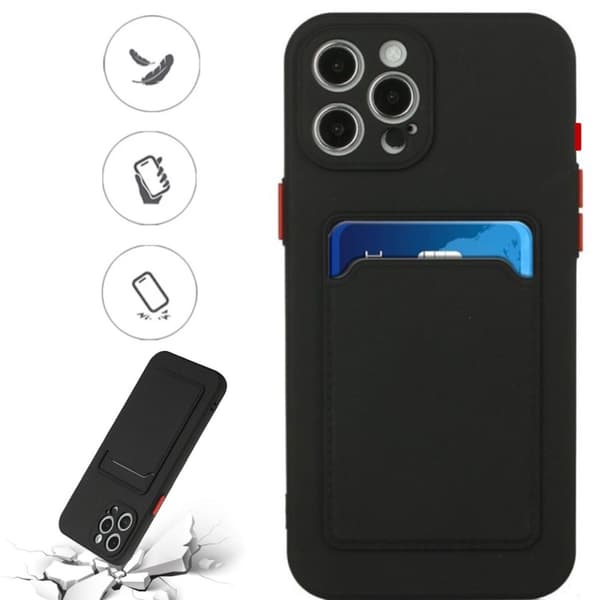 Iphone 16 Pro skal mobilskal korthållare slot svart