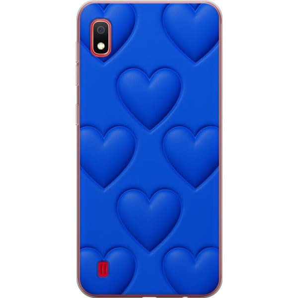 Samsung Galaxy A10 Gjennomsiktig deksel Blå Hjerter