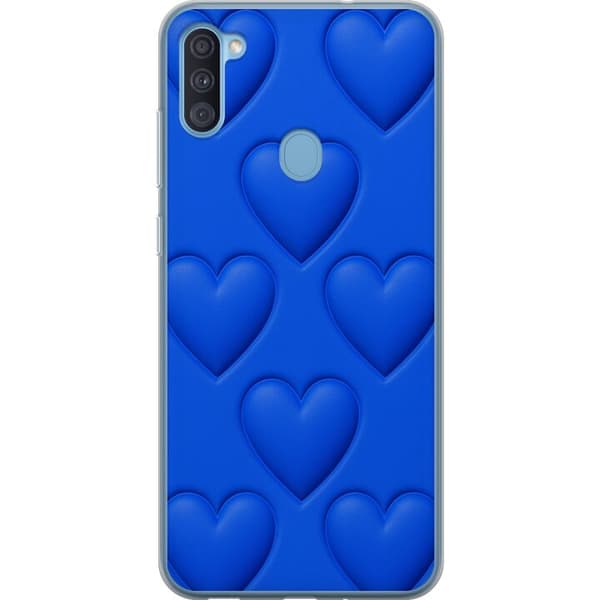 Samsung Galaxy A11 Genomskinligt Skal Blue Hearts