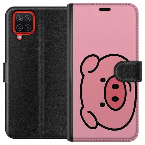 Samsung Galaxy A12 Lompakkokotelo Kawaii Piggy