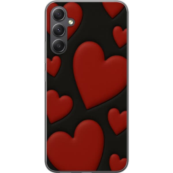 Samsung Galaxy A16 5G Gennemsigtig cover Rød Fløjlshjerter